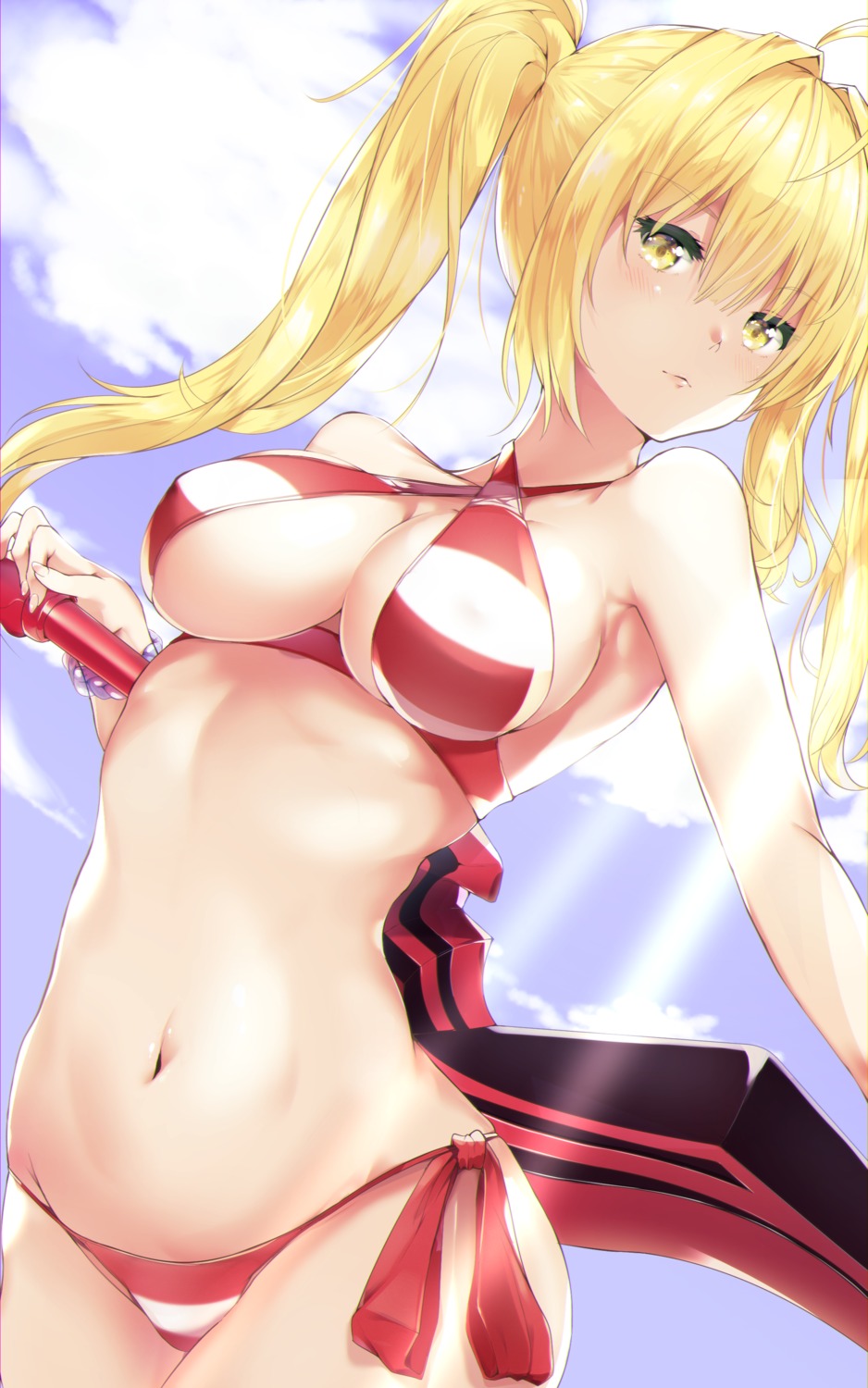 bikini fate/grand_order saber_extra suwakana swimsuits sword