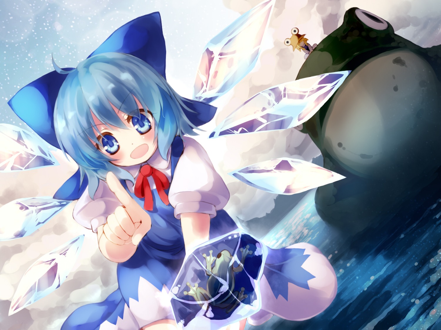 cirno gen-getsu moriya_suwako touhou wallpaper