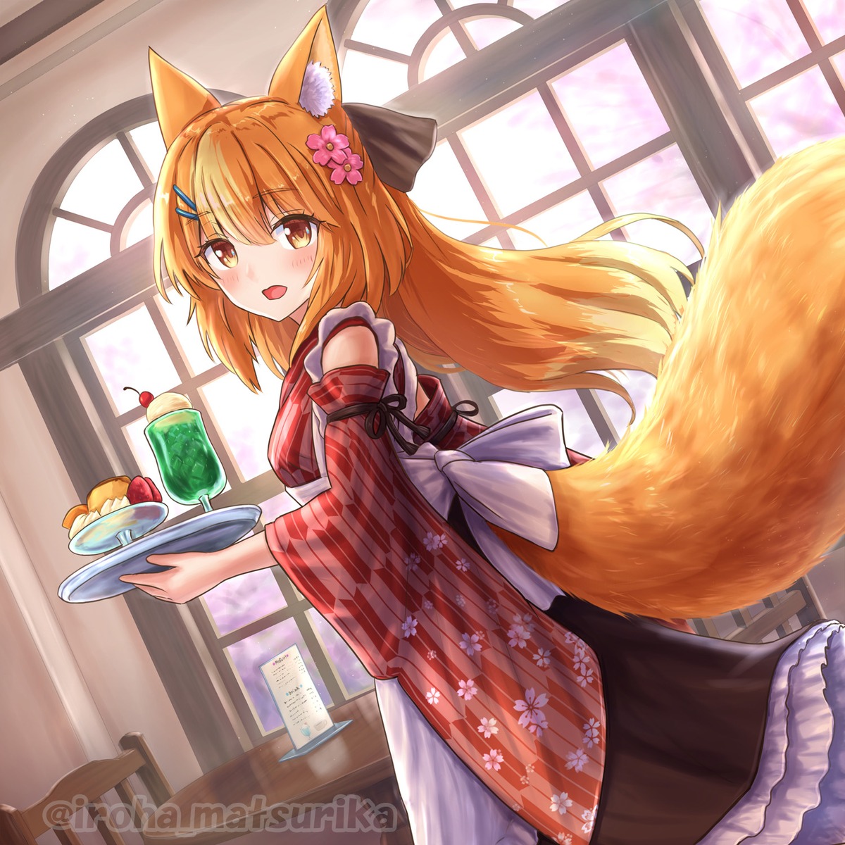 animal_ears iroha_(iroha_matsurika) kitsune maid tail wa_maid