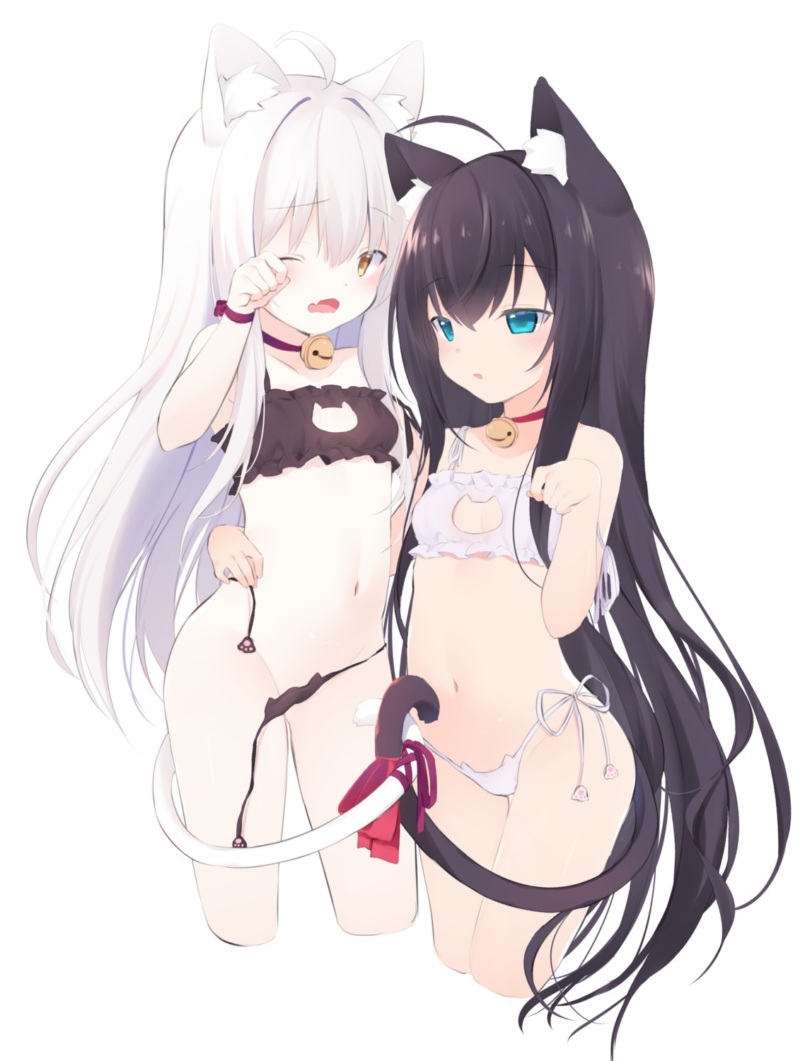 animal_ears bra cleavage loli nekomimi pantsu panty_pull sketch string_panties tail undressing usagimiko