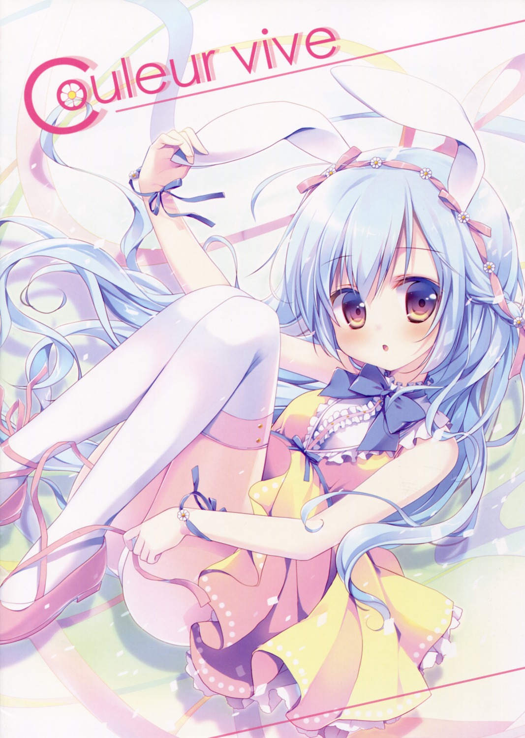 animal_ears bunny_ears dress miyasaka_naco pantsu thighhighs