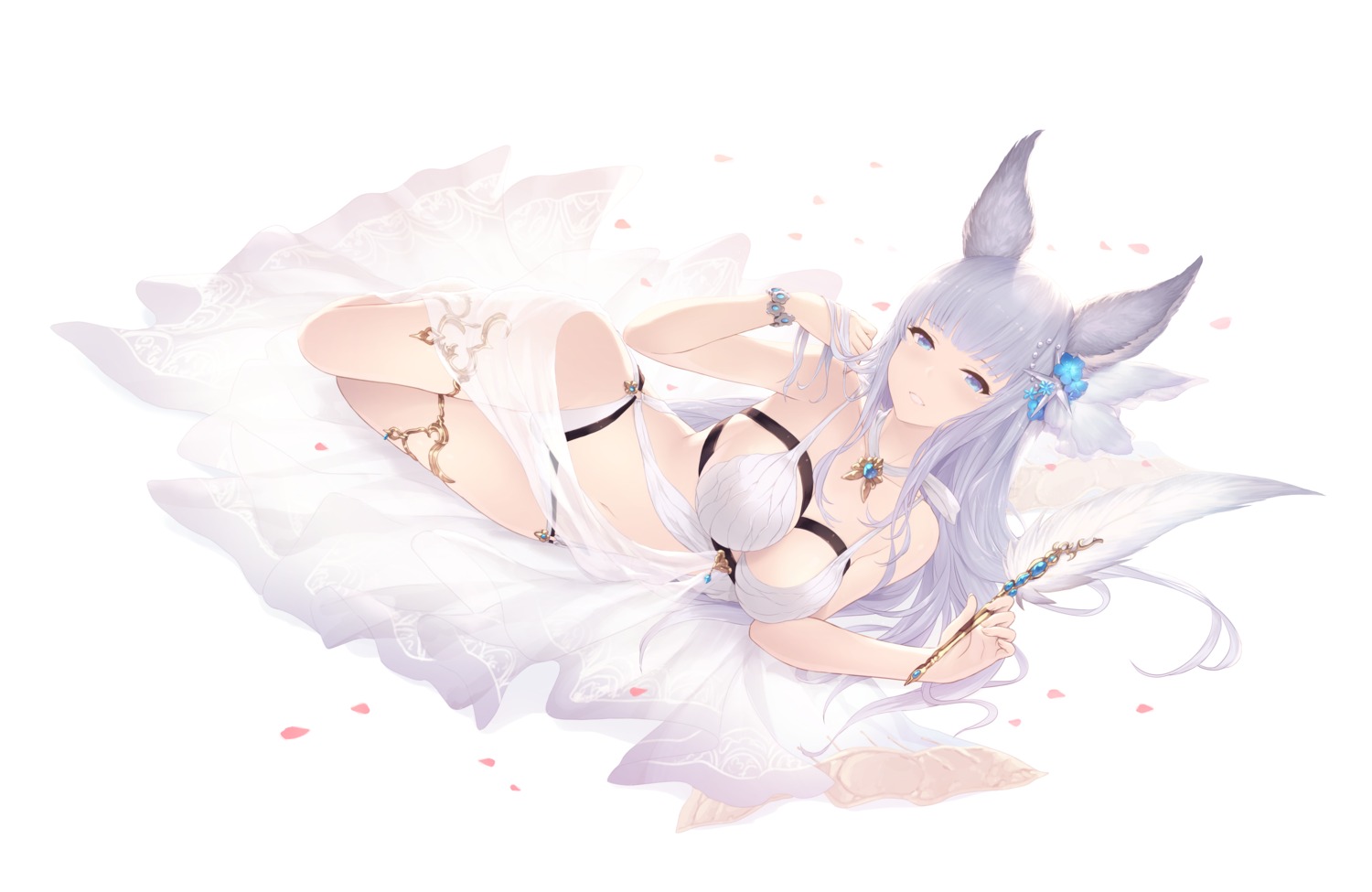 animal_ears cait cleavage garter granblue_fantasy korwa lingerie pantsu see_through