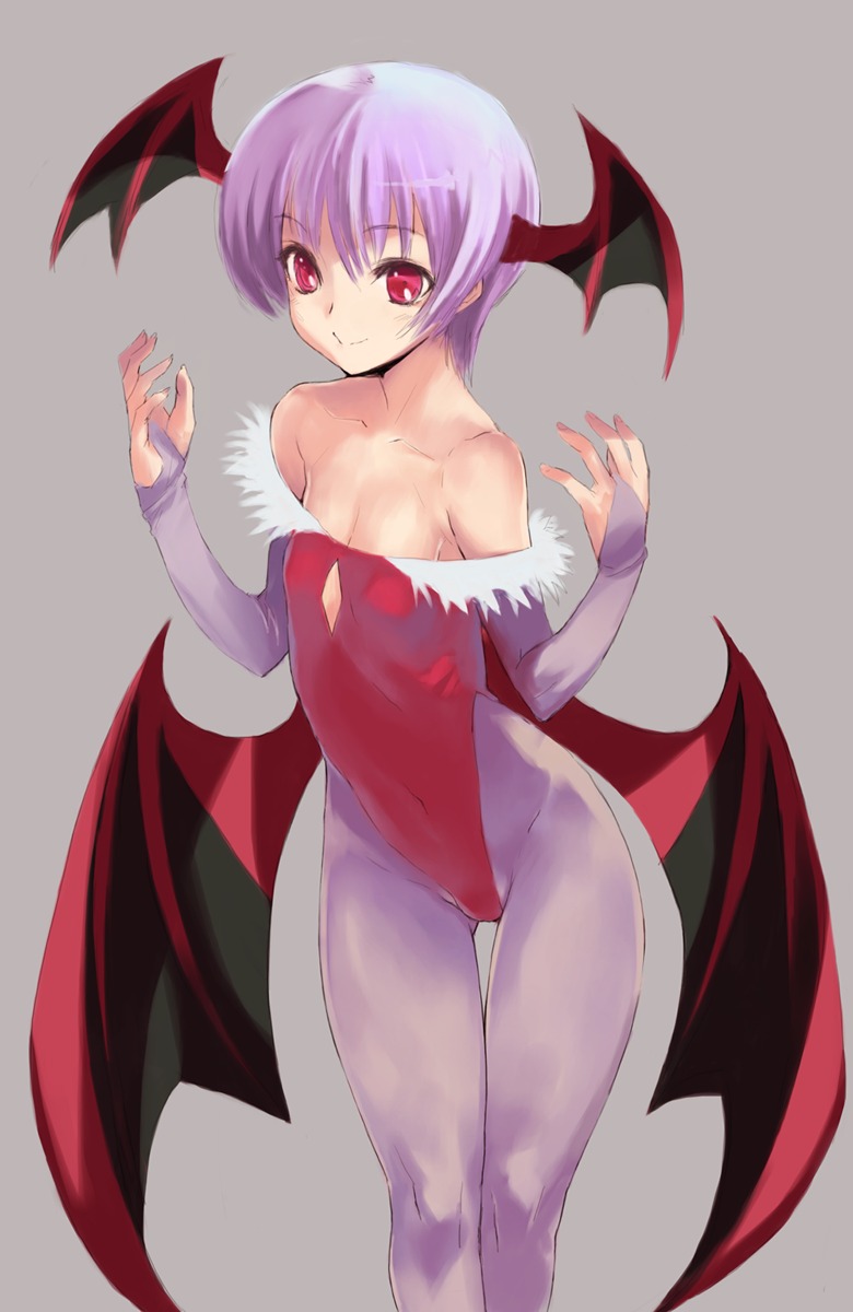 aburaya dark_stalkers kawata_hisashi leotard lilith_aensland pantyhose wings