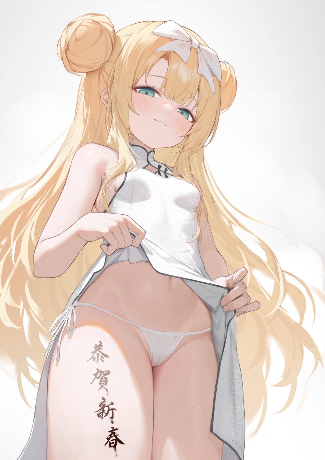 cameltoe chinadress hagi_(ame_hagi) loli no_bra pantsu skirt_lift string_panties thong