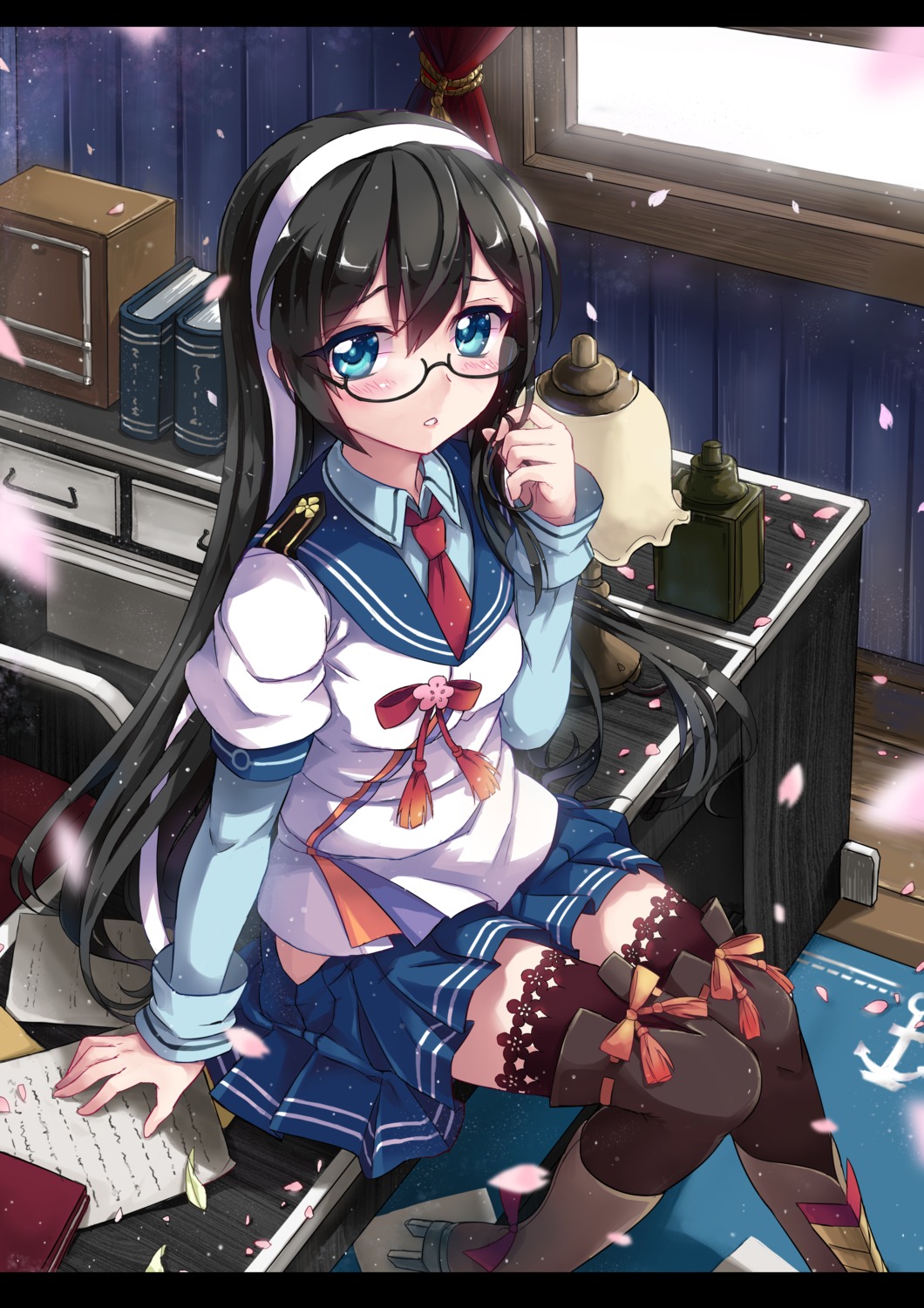 abyss_of_parliament kantai_collection megane ooyodo_(kancolle) seifuku thighhighs