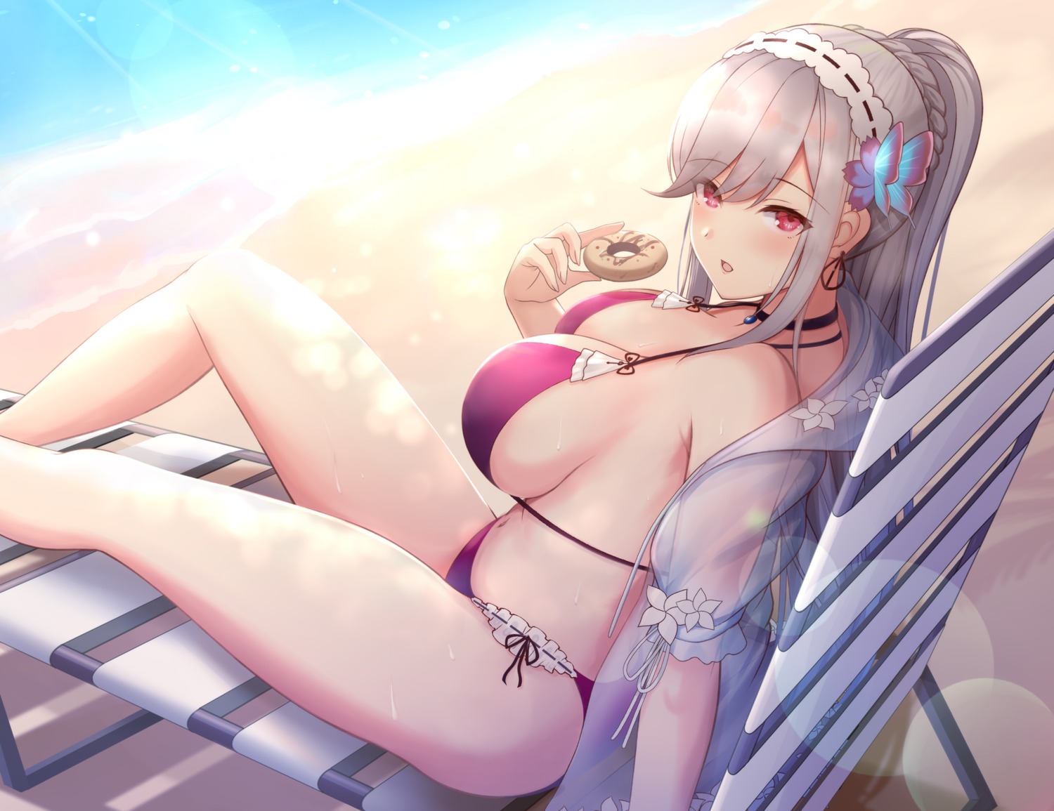 azur_lane bikini dunkerque_(azur_lane) kiri_frog open_shirt see_through swimsuits