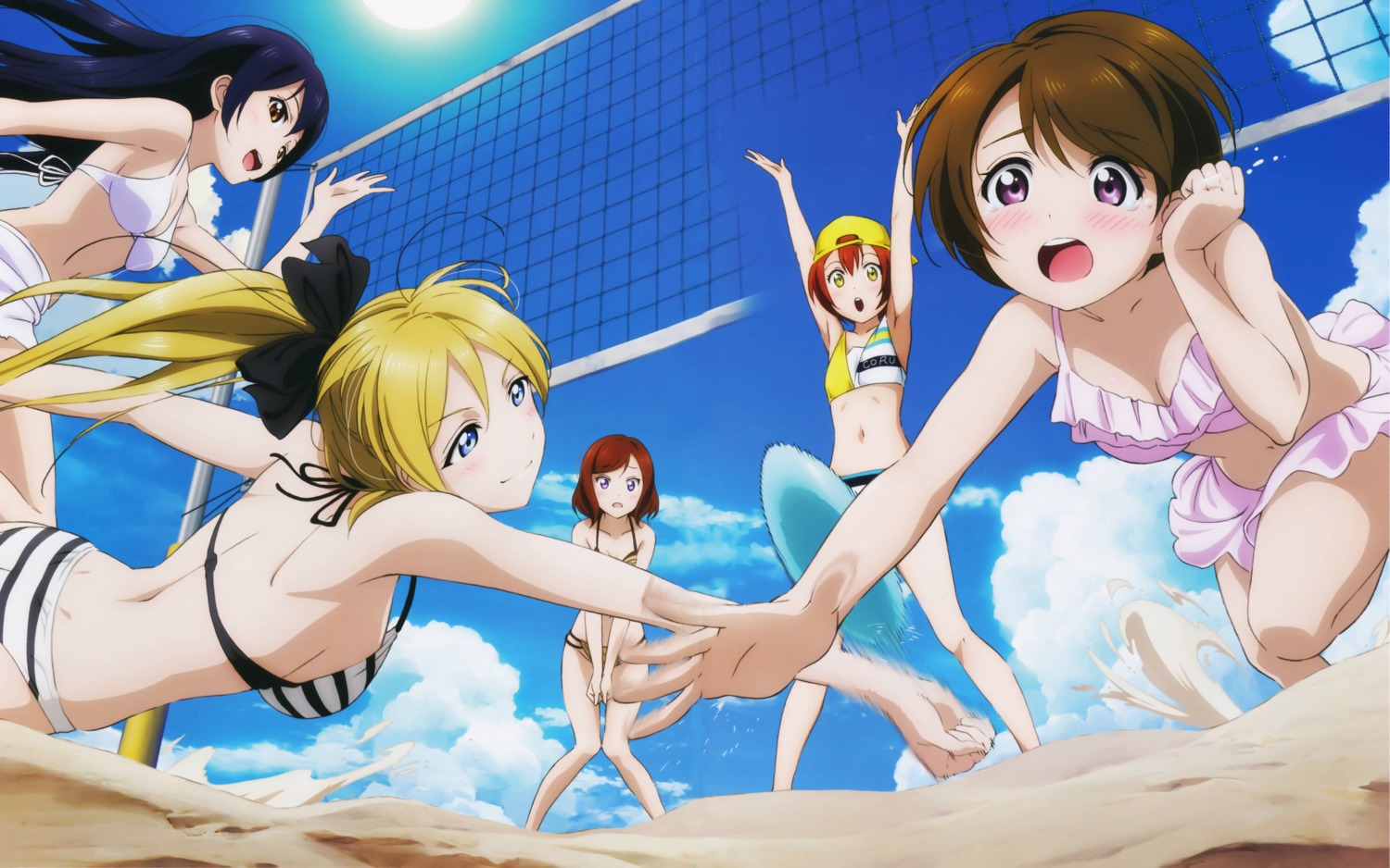 ayase_eli bikini detexted hoshizora_rin koizumi_hanayo love_live! murota_yuuhei nishikino_maki sonoda_umi swimsuits