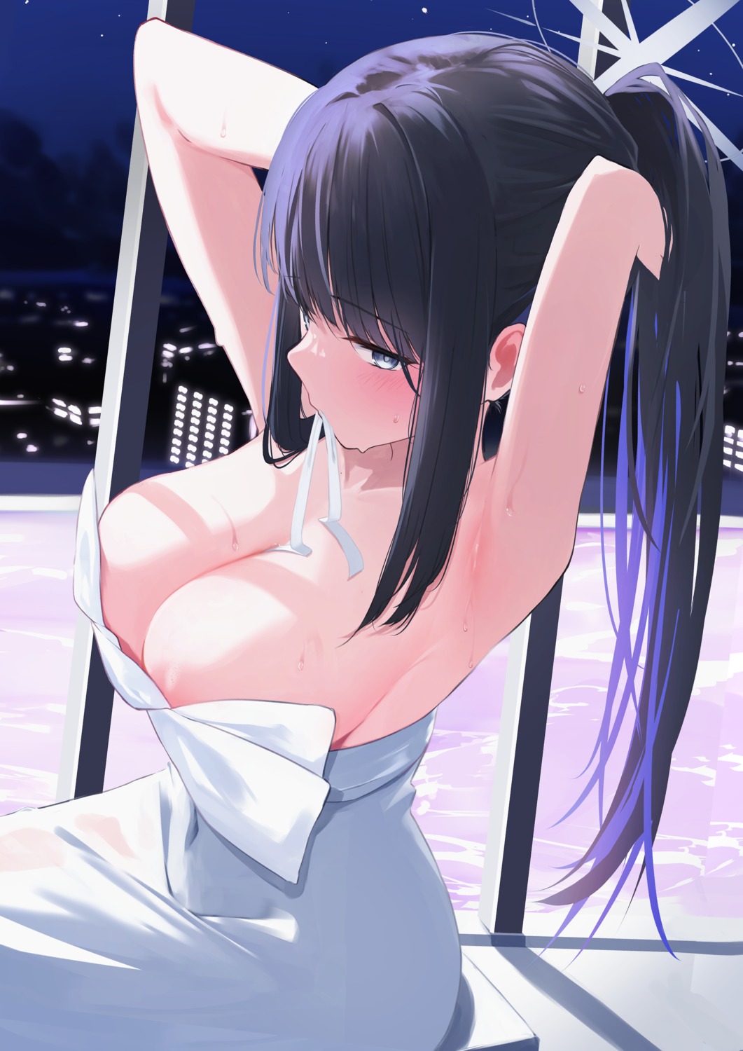 areola blue_archive dress halo joumae_saori memekko no_bra