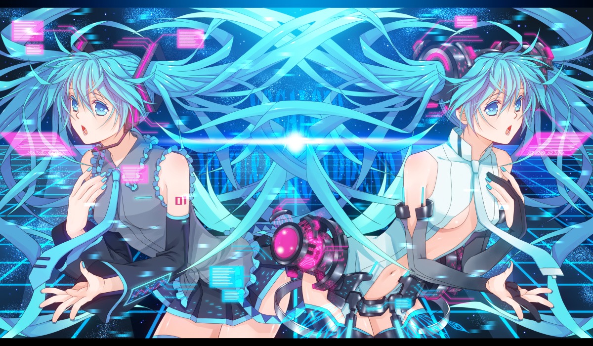 hatsune_miku miku_append thighhighs vocaloid vocaloid_append yuuno_(yukioka)