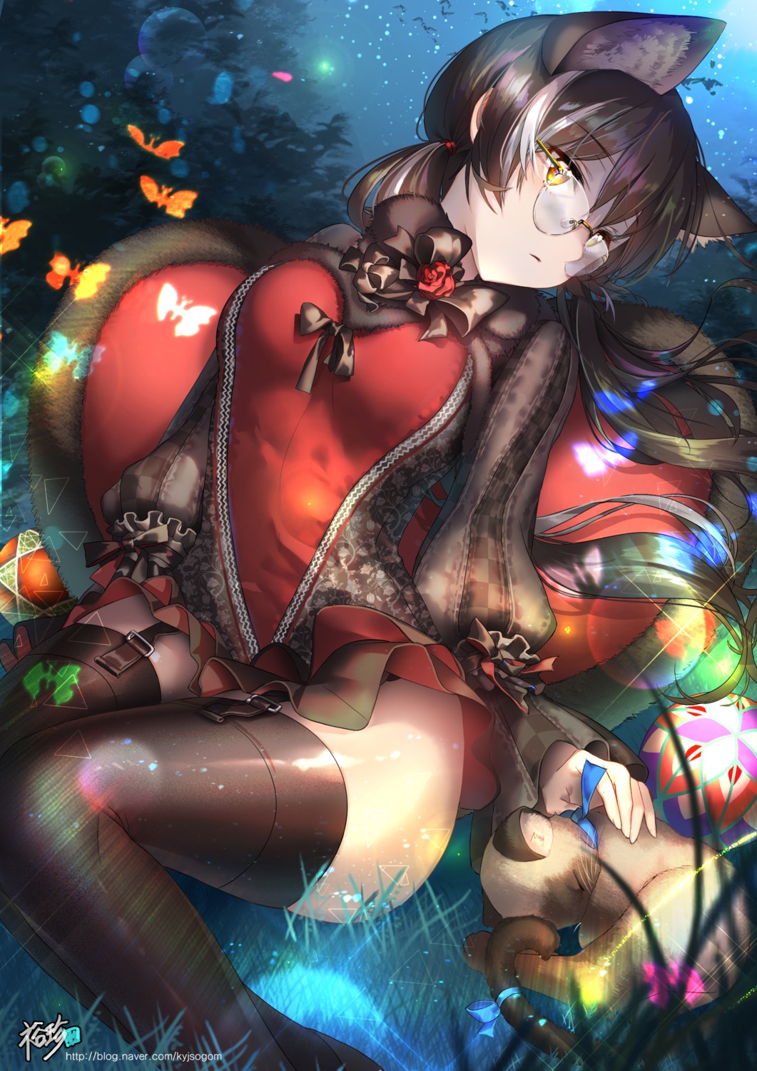 animal_ears kyjsogom megane neko stockings thighhighs