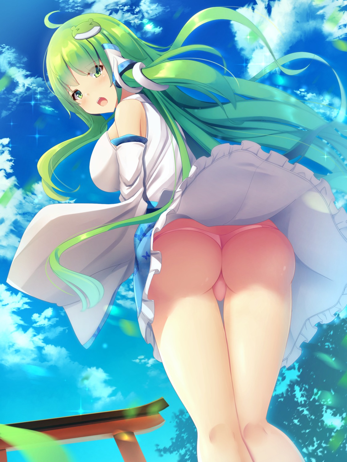 ass dress kochiya_sanae liya pantsu skirt_lift thong touhou