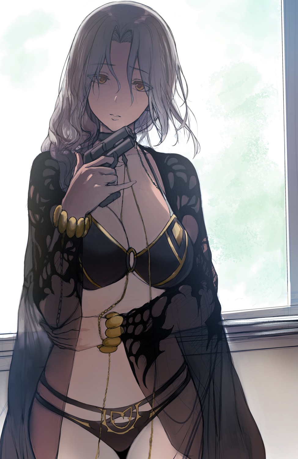 Hews Fate Grand Order Carmilla Fate Grand Order Bikini Cleavage Gun Open Shirt See Through Swimsuits Yande Re