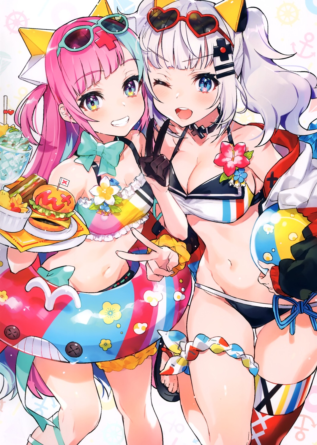 bikini cleavage kaguya_luna mika_pikazo pinky_pop_hepburn swimsuits the_moon_studio