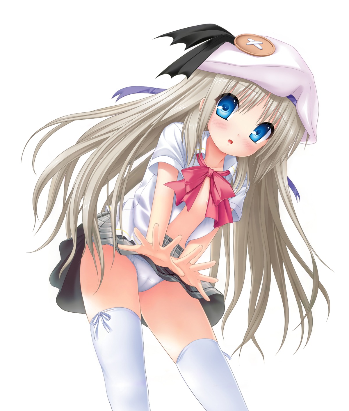 areola cameltoe key kud_wafter little_busters! loli na-ga no_bra noumi_kudryavka open_shirt pantsu possible_duplicate seifuku skirt_lift thighhighs