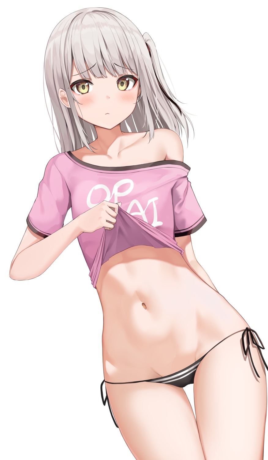 apple_ringo no_bra pantsu shirt_lift string_panties undressing