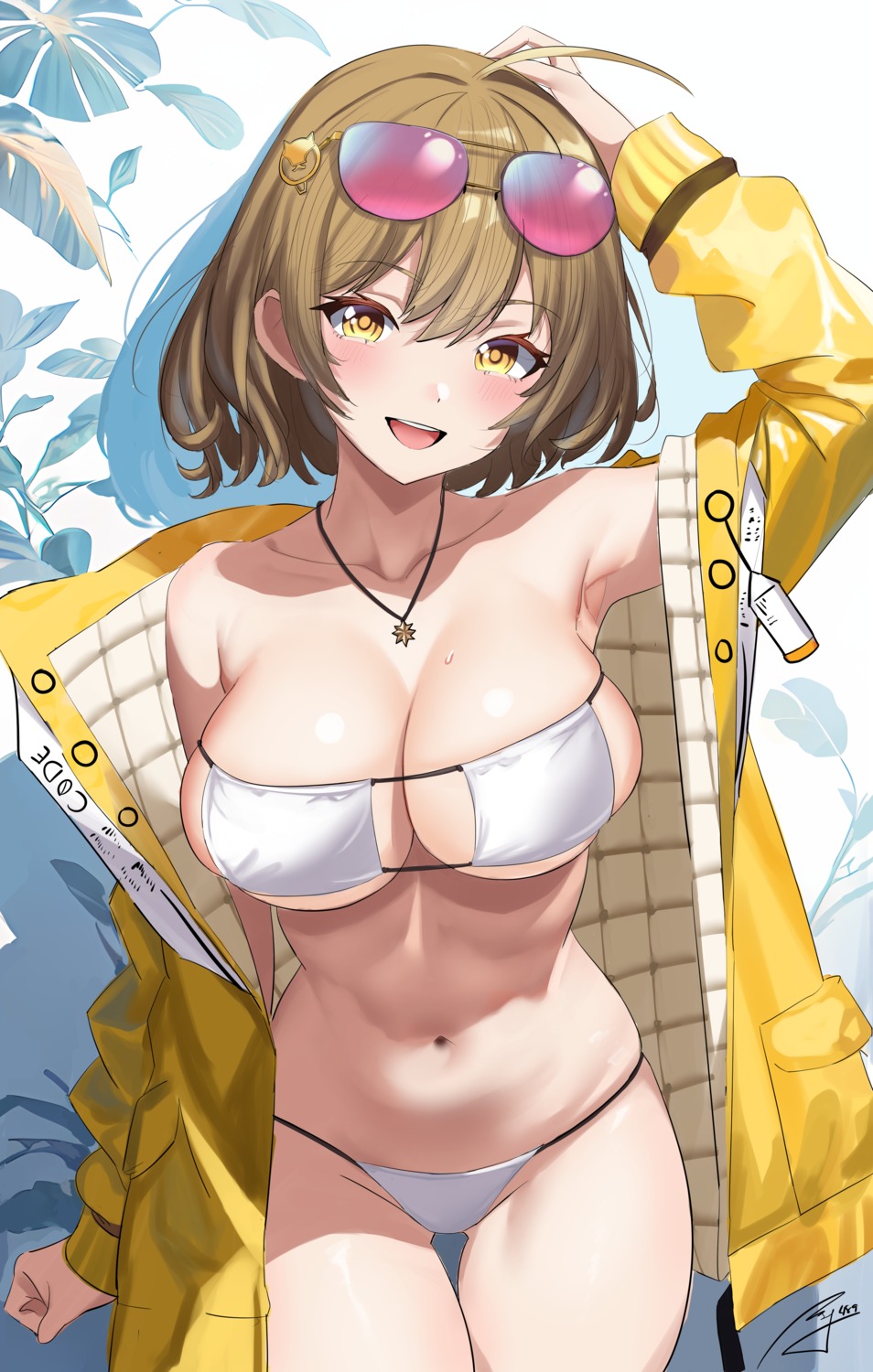 anis bikini den_den489 goddess_of_victory:_nikke megane open_shirt swimsuits