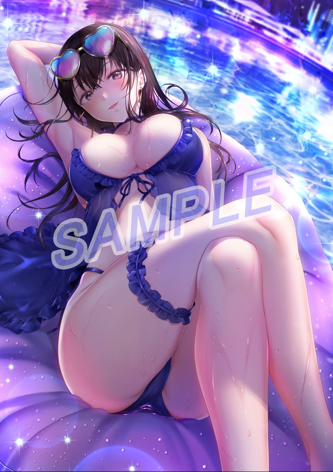 bikini entergram garter megane niwata0 sample see_through seifuku_kanojo swimsuits thong watermark wet yahiro_mio