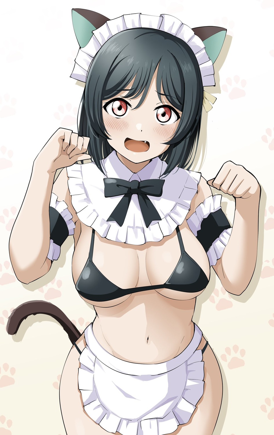 animal_ears barkhorn0331 bikini love_live!_nijigasaki_high_school_idol_club maid mifune_shioriko nekomimi swimsuits tail