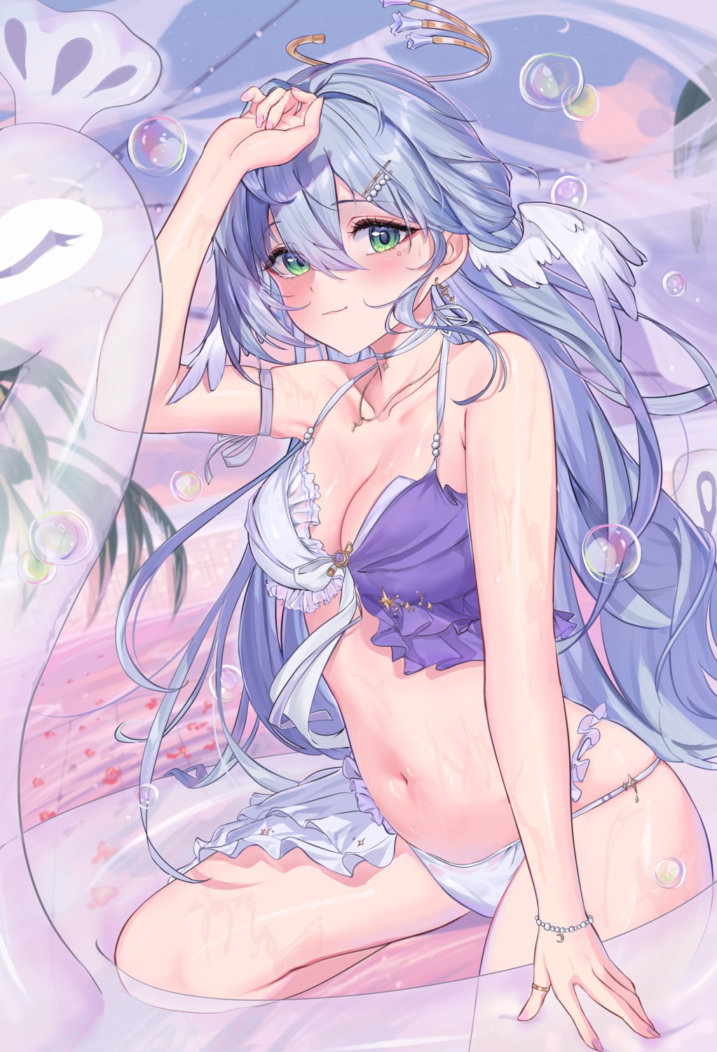 bikini halo honkai:_star_rail robin swimsuits tagme wet wings