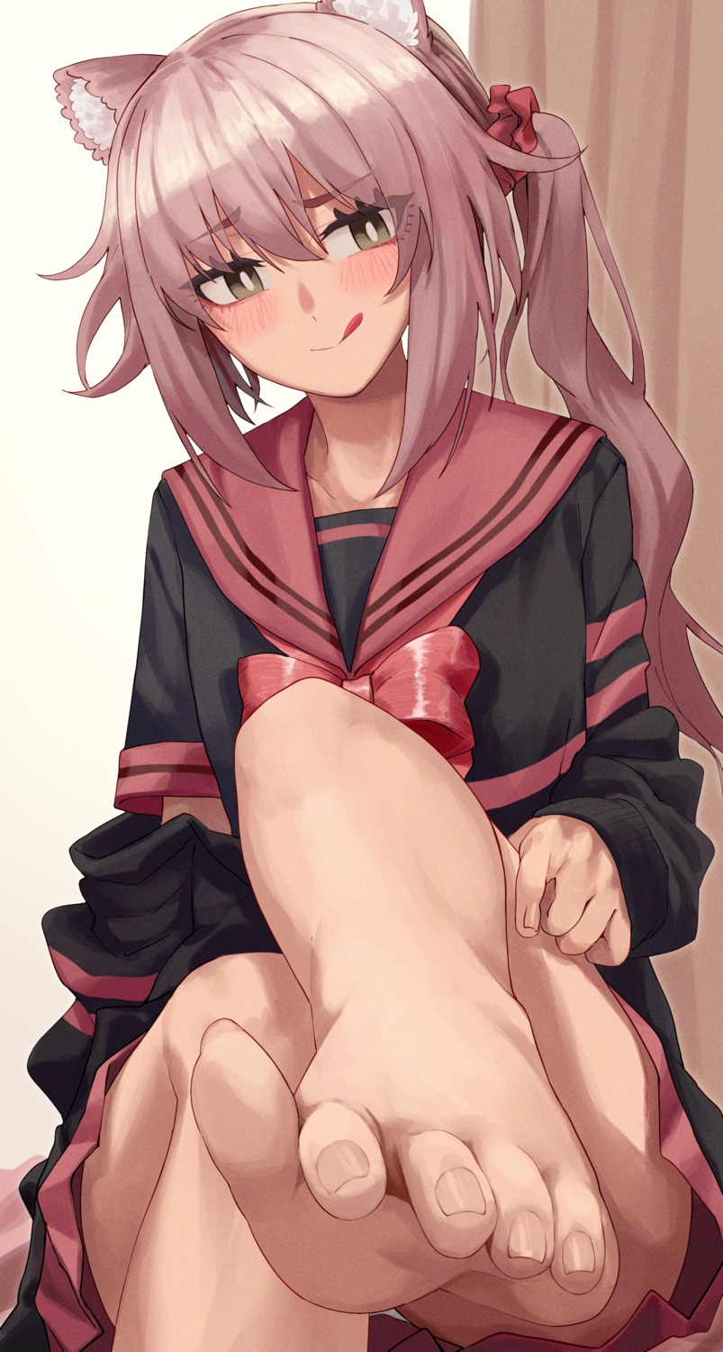 animal_ears dierbeibanjia feet nekomimi pantsu seifuku