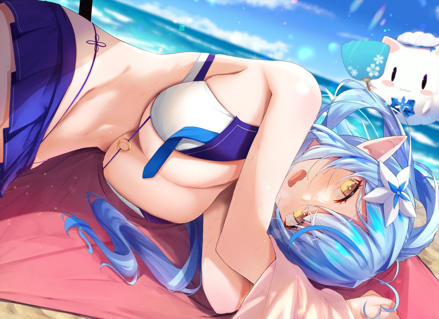 elf hololive nidaime photoshop pointy_ears swimsuits yukihana_lamy