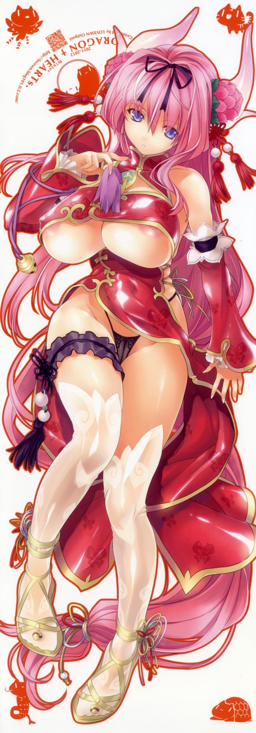 areola chinadress garter lovewn_outpost miwa_yoshikazu pantsu stick_poster thighhighs underboob