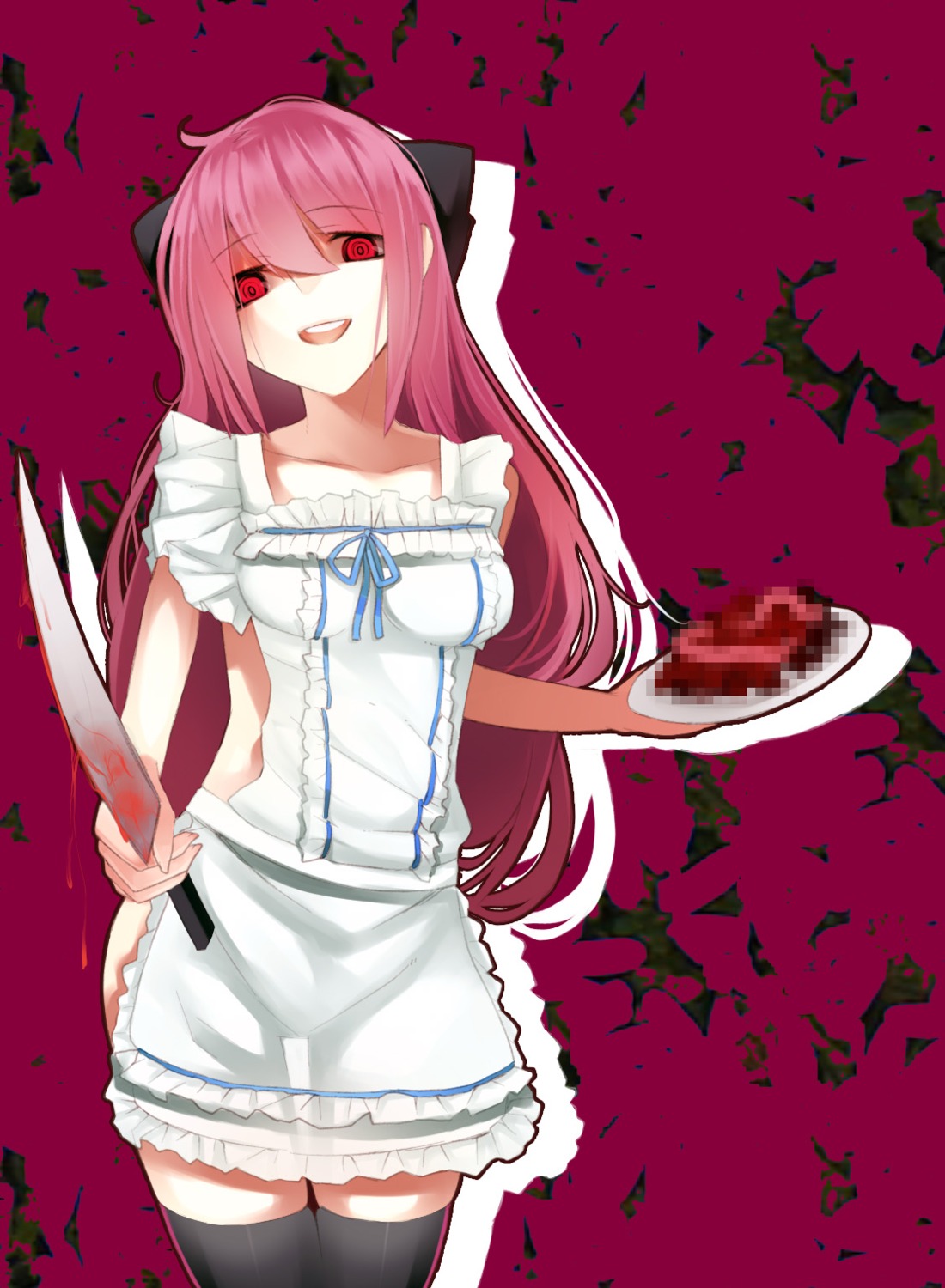 kakei naked_apron sword thighhighs yandere