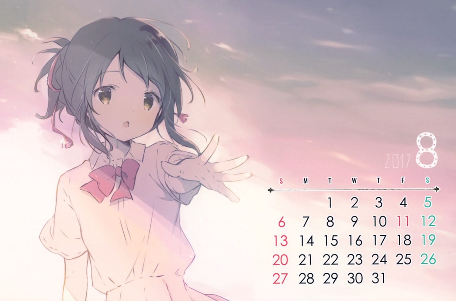 calendar kimi_no_na_wa. miyamizu_mitsuha seifuku shiratama shiratamaco