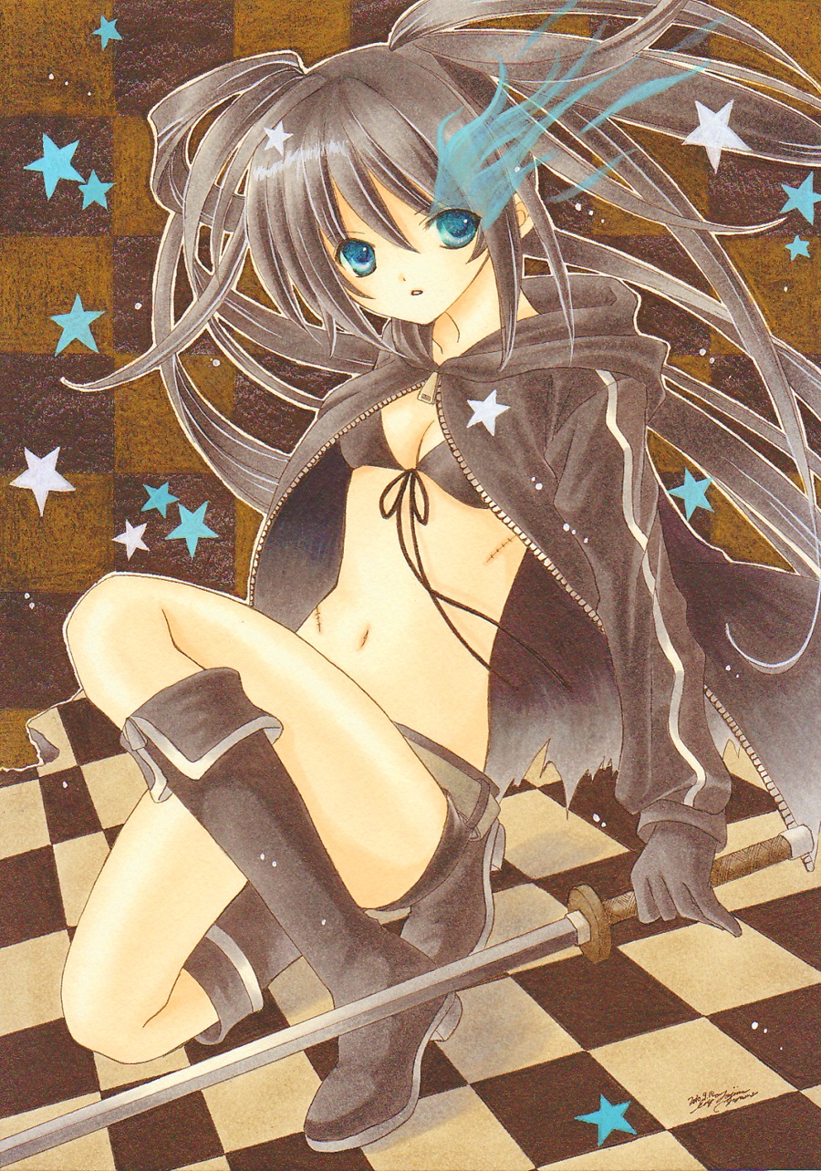 asapon bikini_top black_rock_shooter black_rock_shooter_(character) cleavage swimsuits vocaloid