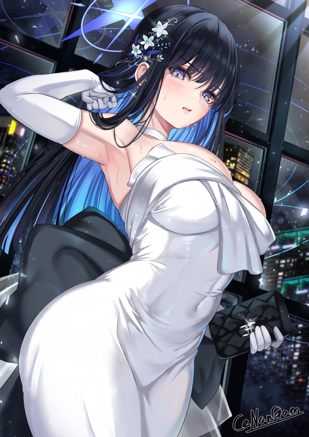 blue_archive cenangam dress halo joumae_saori no_bra