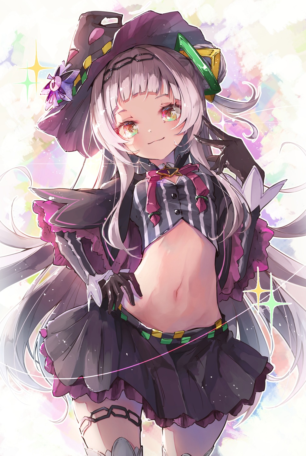 cleavage garter hololive murasaki_shion ninniku_mashimashi thighhighs witch