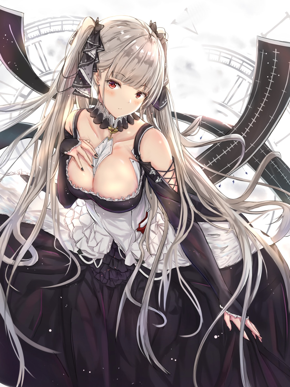 azur_lane breast_hold cleavage dress formidable_(azur_lane) gothic_lolita lolita_fashion na_kyo no_bra