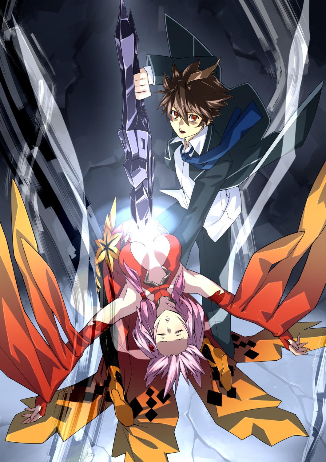 23 guilty_crown ouma_shuu sword yuzuriha_inori