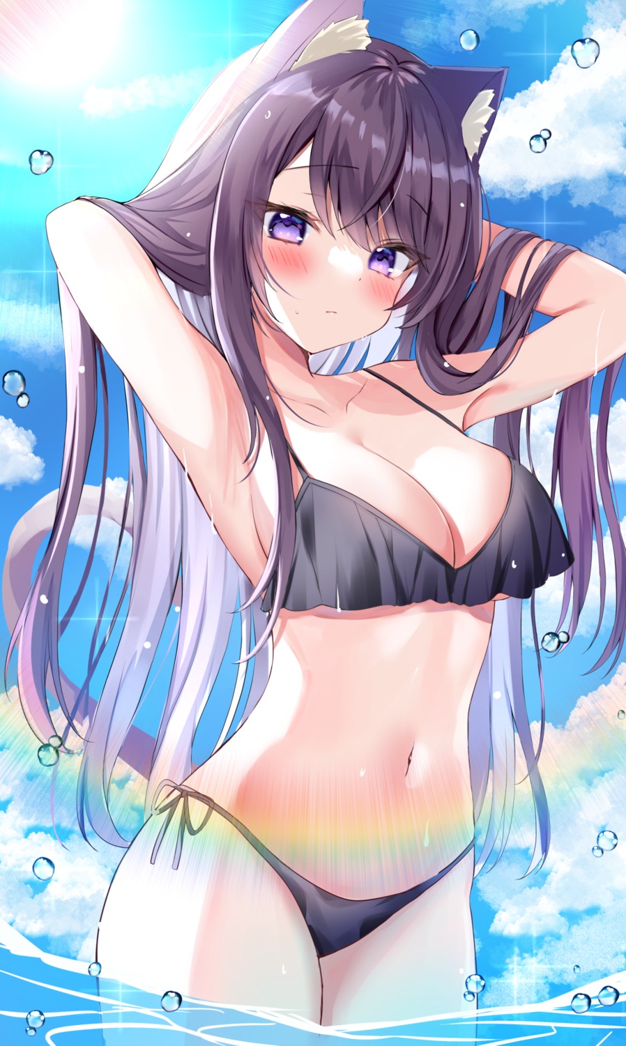 animal_ears bikini hamico nekomimi swimsuits tail wet