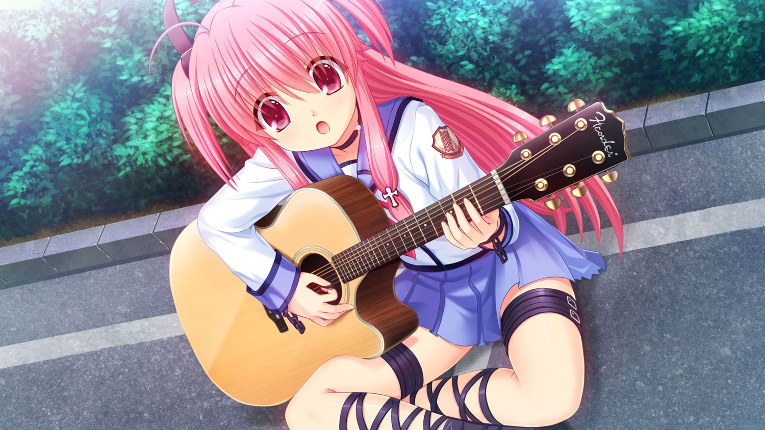 angel_beats! game_cg garter guitar key na-ga seifuku yoshioka_yui