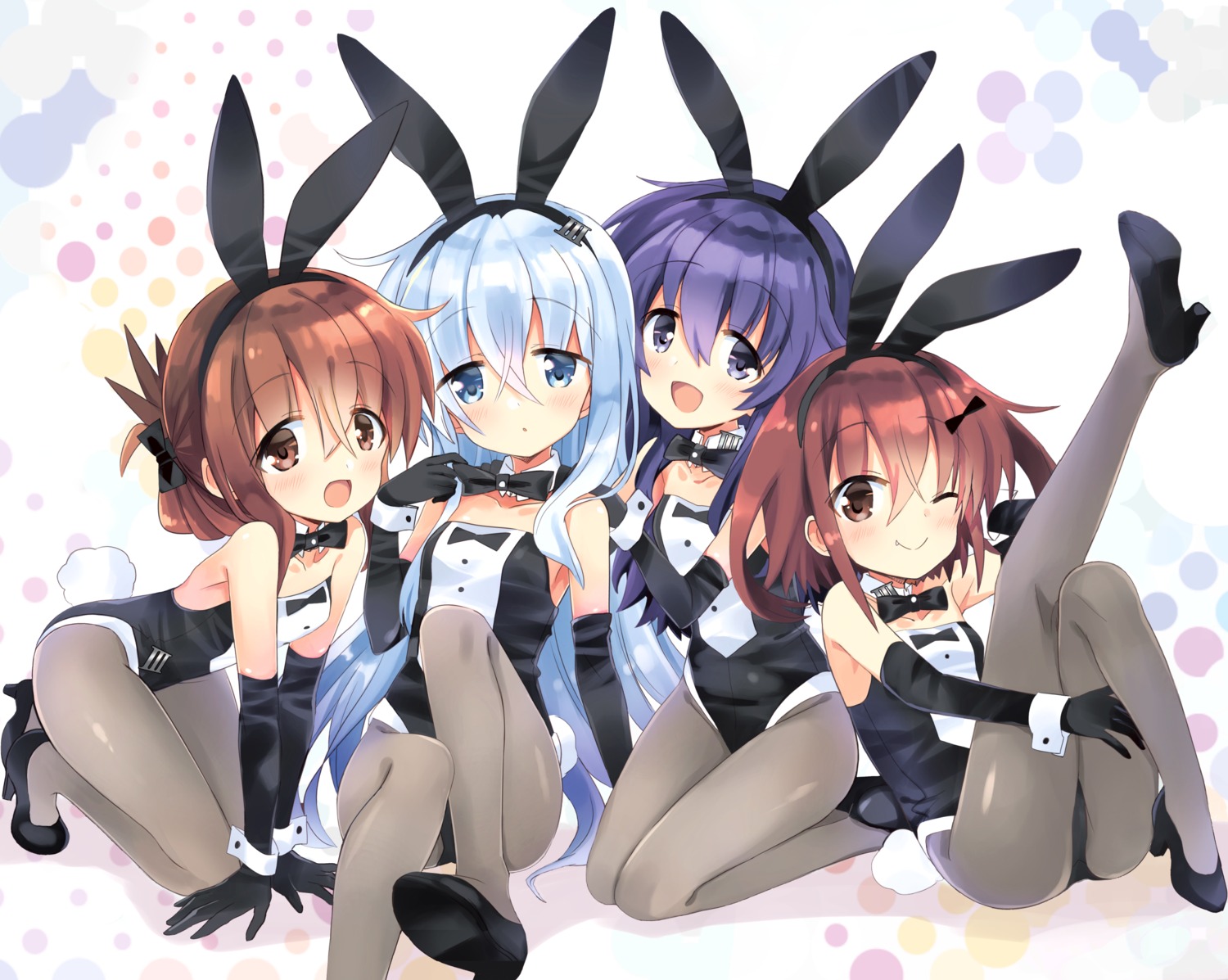 akatsuki_(kancolle) animal_ears bunny_ears bunny_girl heels hibiki_(kancolle) hizuki_yayoi ikazuchi_(kancolle) inazuma_(kancolle) kantai_collection pantyhose tail