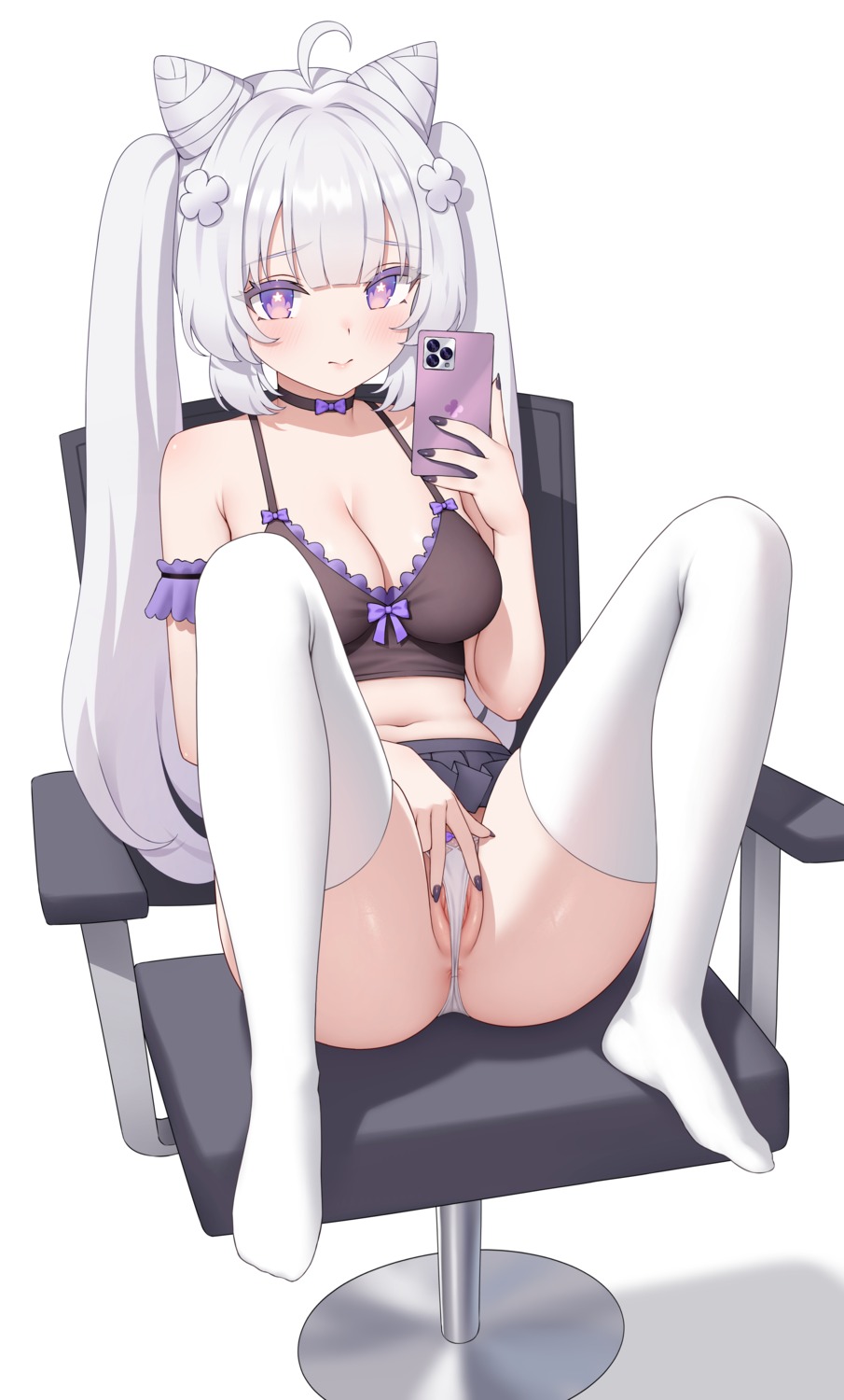 anus indie_virtual_youtuber lingerie pantsu pussy secon selfie skirt_lift thighhighs thong uncensored yoisaki_nadeshiko