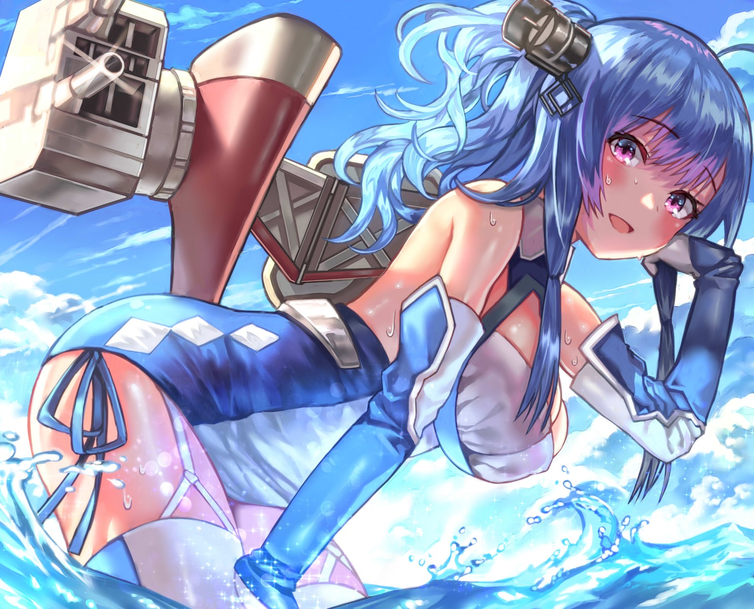 azur_lane cleavage denchu_(kazudentyu) st._louis_(azur_lane) stockings thighhighs wet