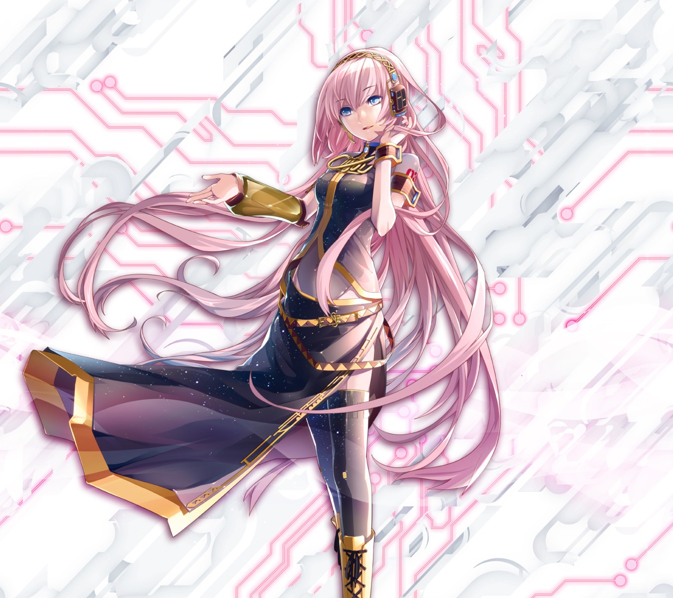 headphones ixima megurine_luka thighhighs vocaloid