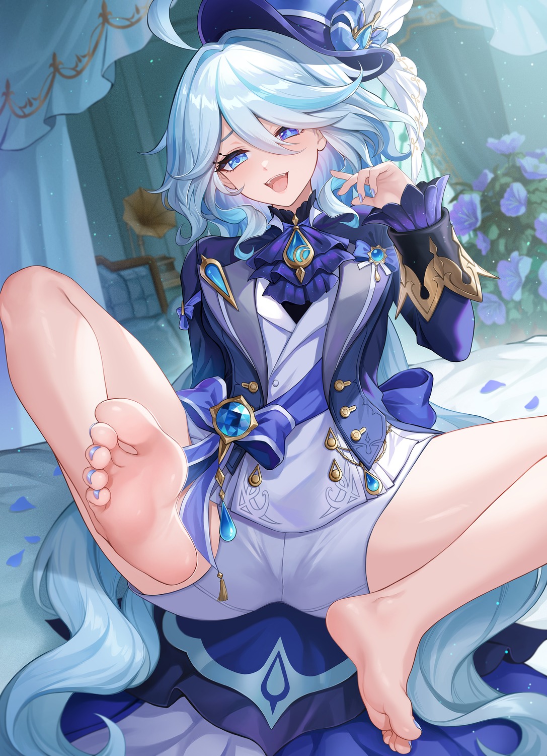 feet furina genshin_impact heterochromia kacyu