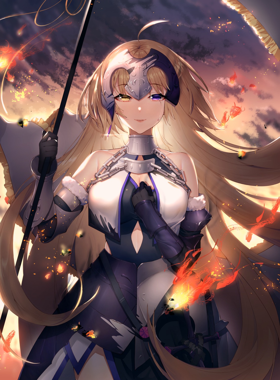 armor cleavage fate/grand_order heterochromia iiiroha jeanne_d'arc jeanne_d'arc_(fate)