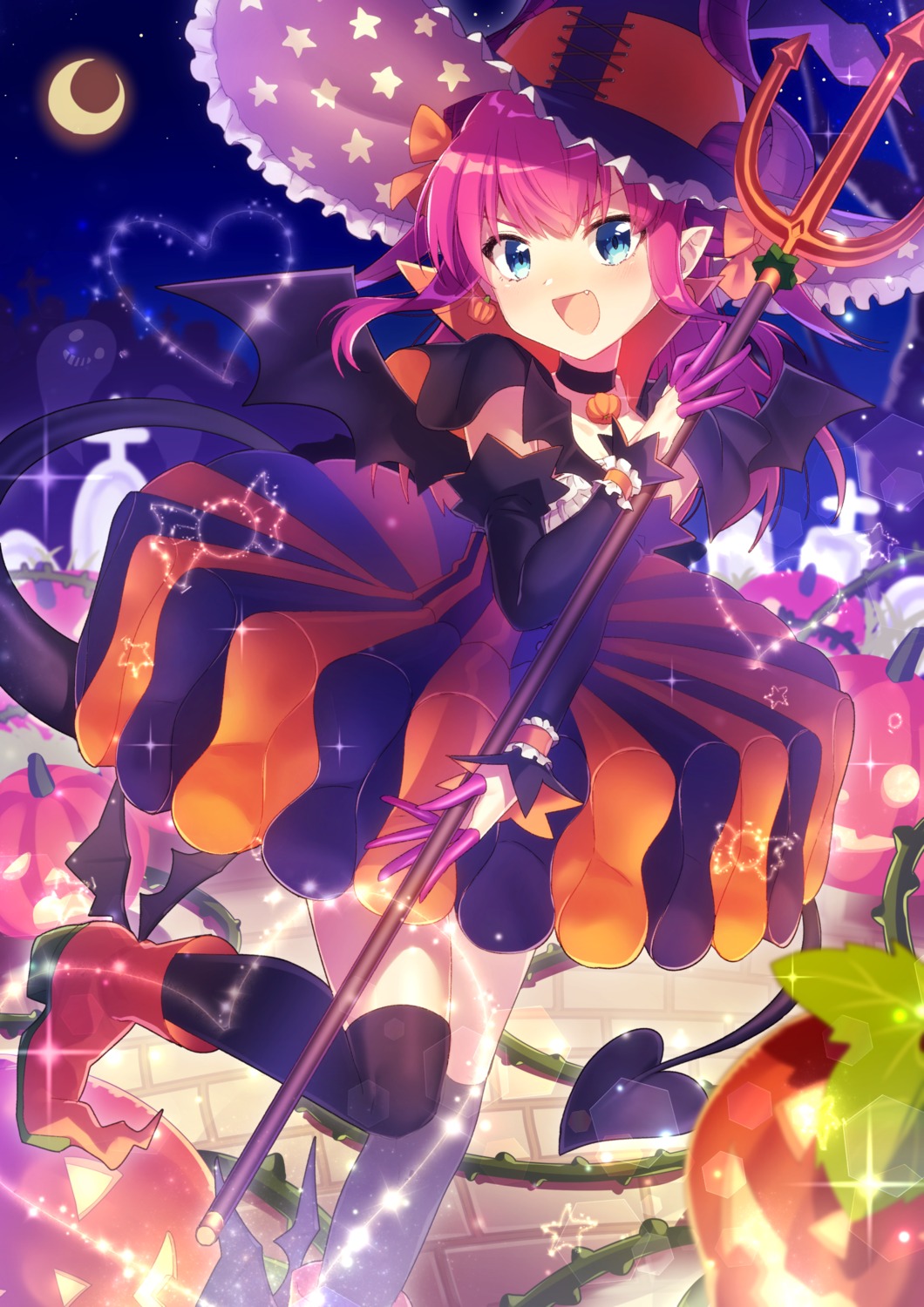 elizabeth_bathory fate/extra fate/extra_ccc fate/stay_night halloween heels ichiren_namiro pointy_ears tail thighhighs weapon wings witch