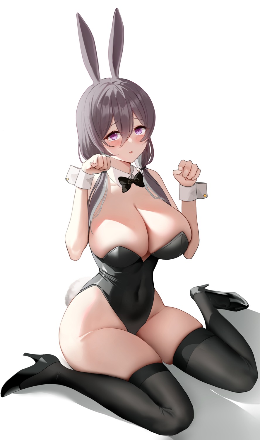 animal_ears bunny_ears bunny_girl heels no_bra tail thighhighs yuchae