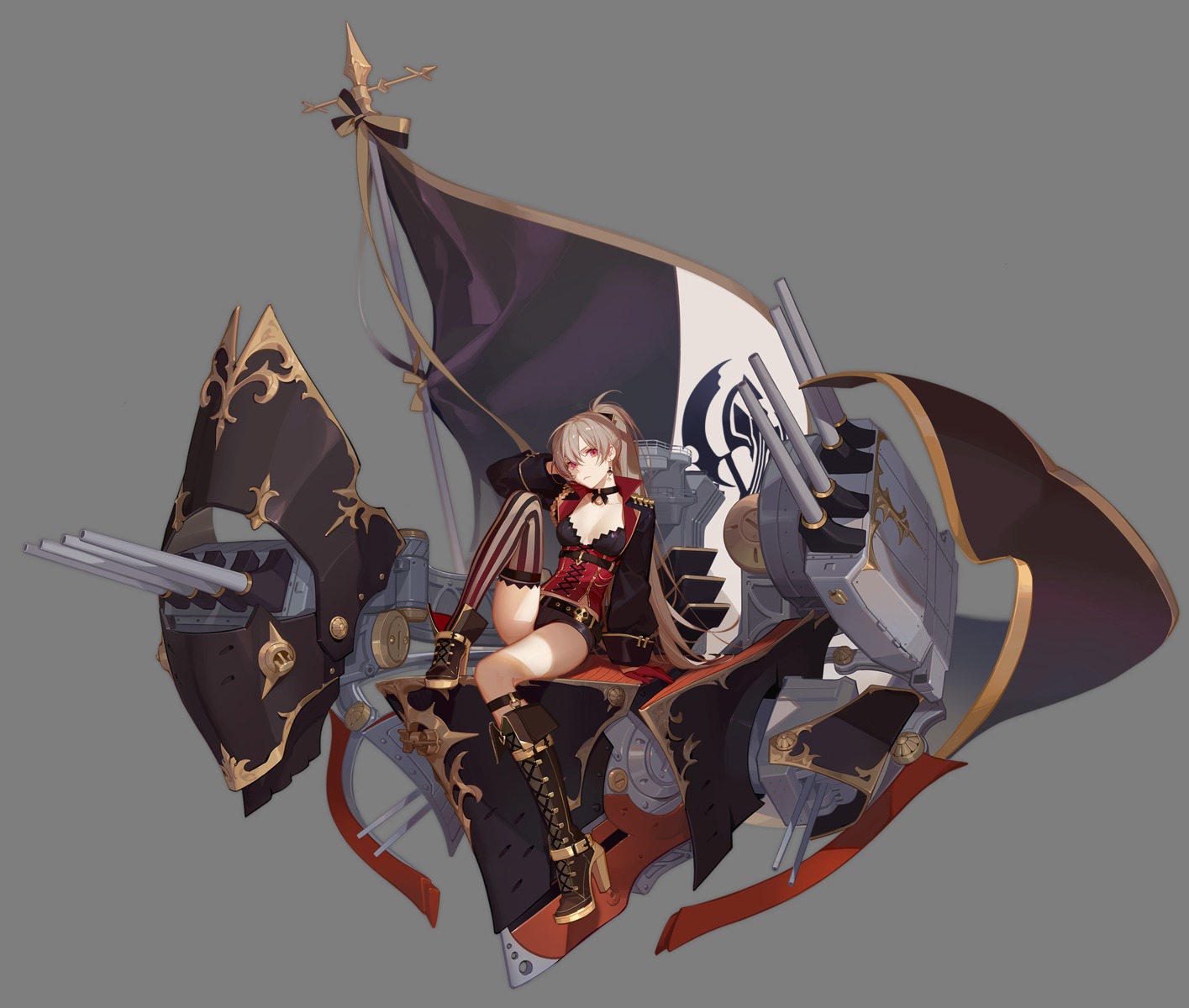 asukaziye azur lane jean bart (azur lane) cleavage heels thighhighs ...