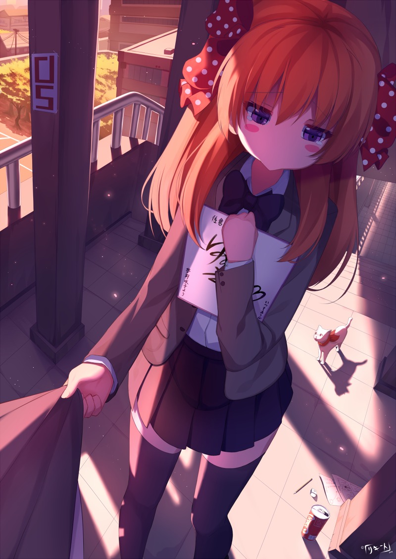 gekkan_shoujo_nozaki-kun riki-to sakura_chiyo seifuku thighhighs