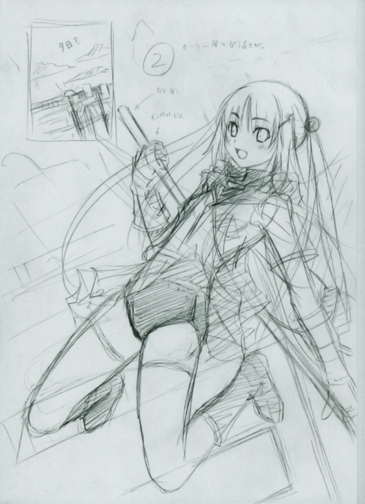 monochrome nekonyan sketch