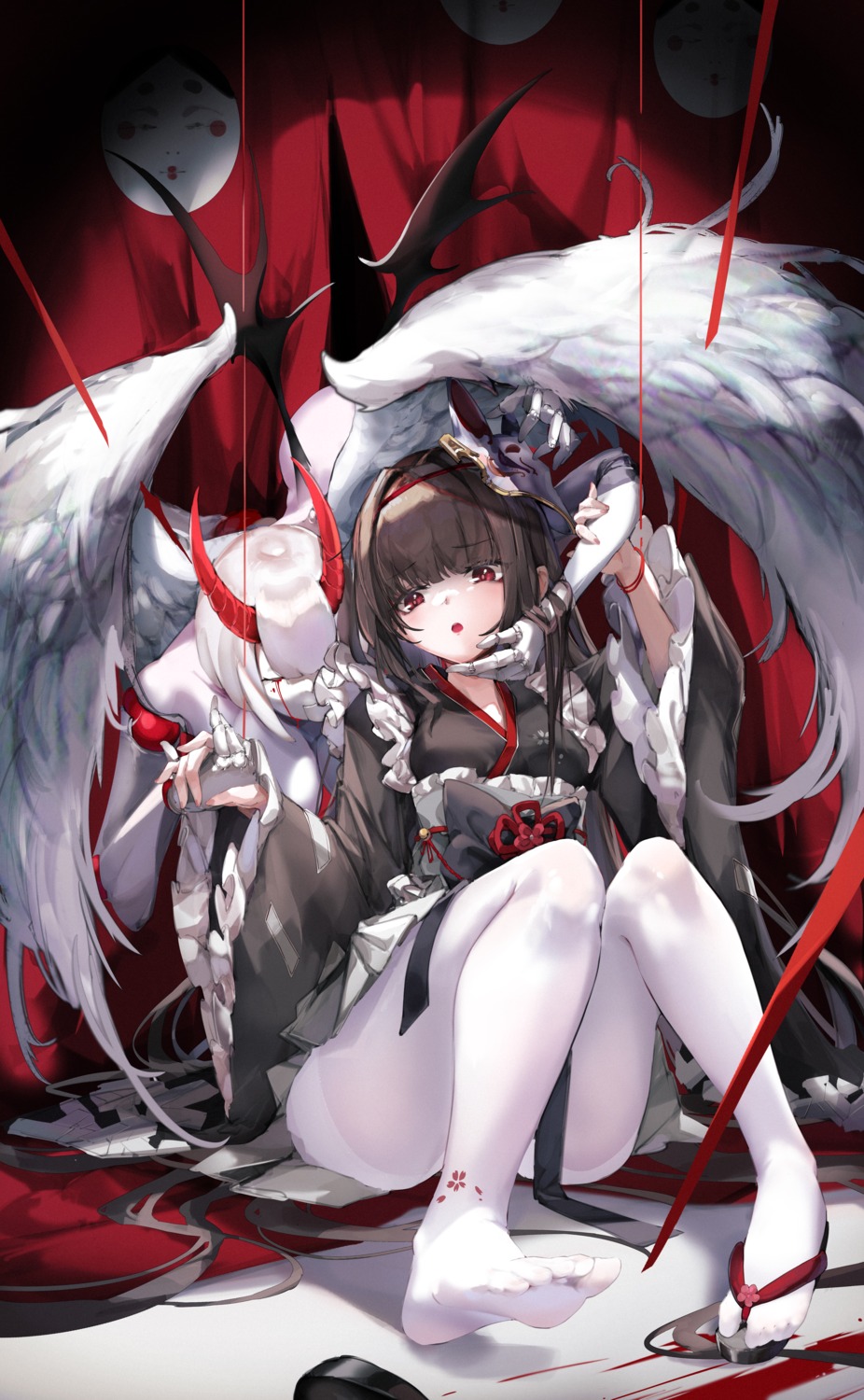 blood feet horns maid pantyhose skirt_lift wa_maid wings xun_li_eins