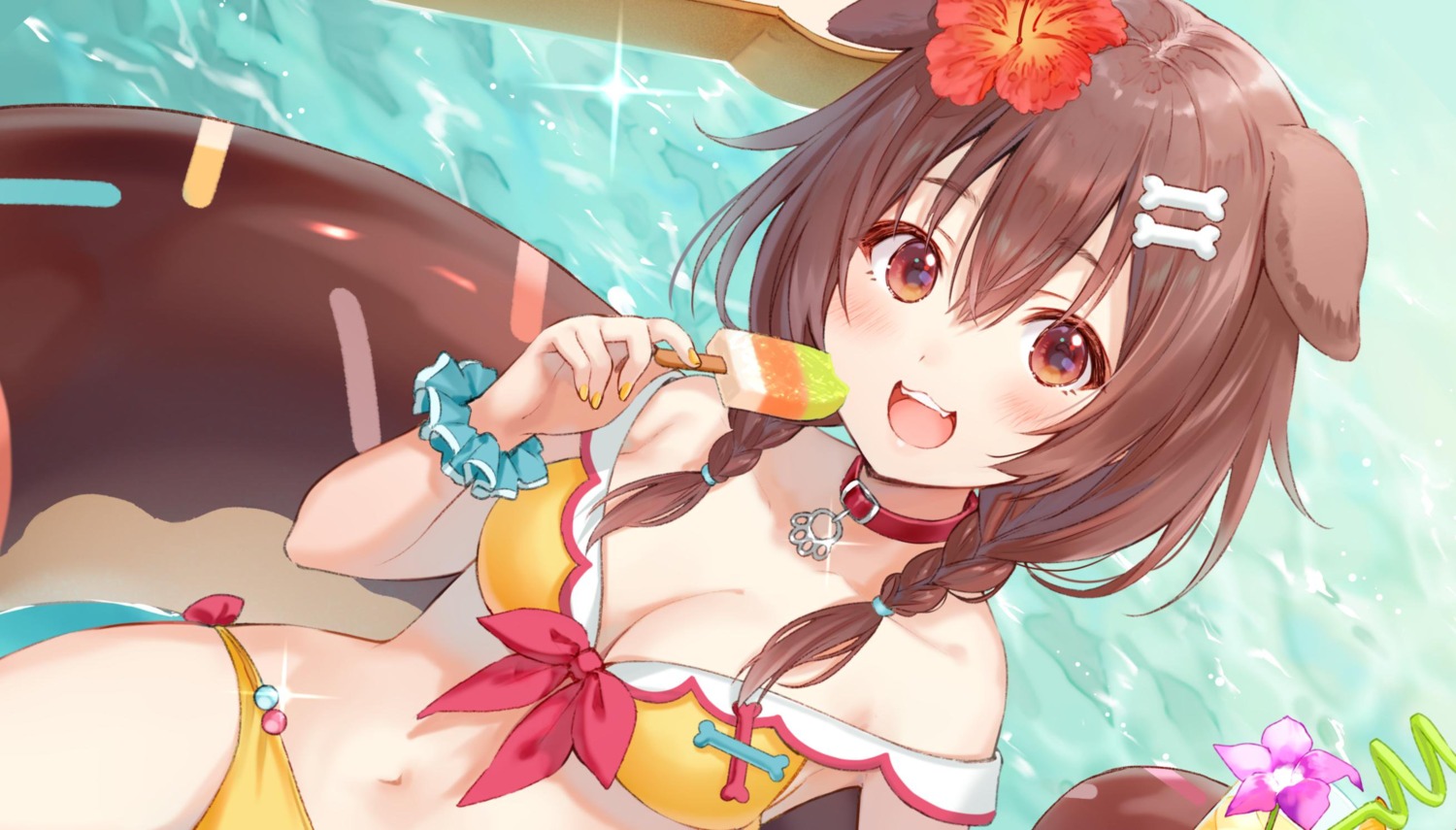 animal_ears bikini cleavage fukahire_sanba hololive hololive_gamers inugami_korone inumimi swimsuits