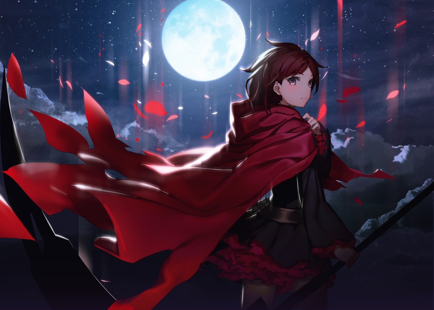 dress izumi_sai pantyhose ruby_rose rwby weapon