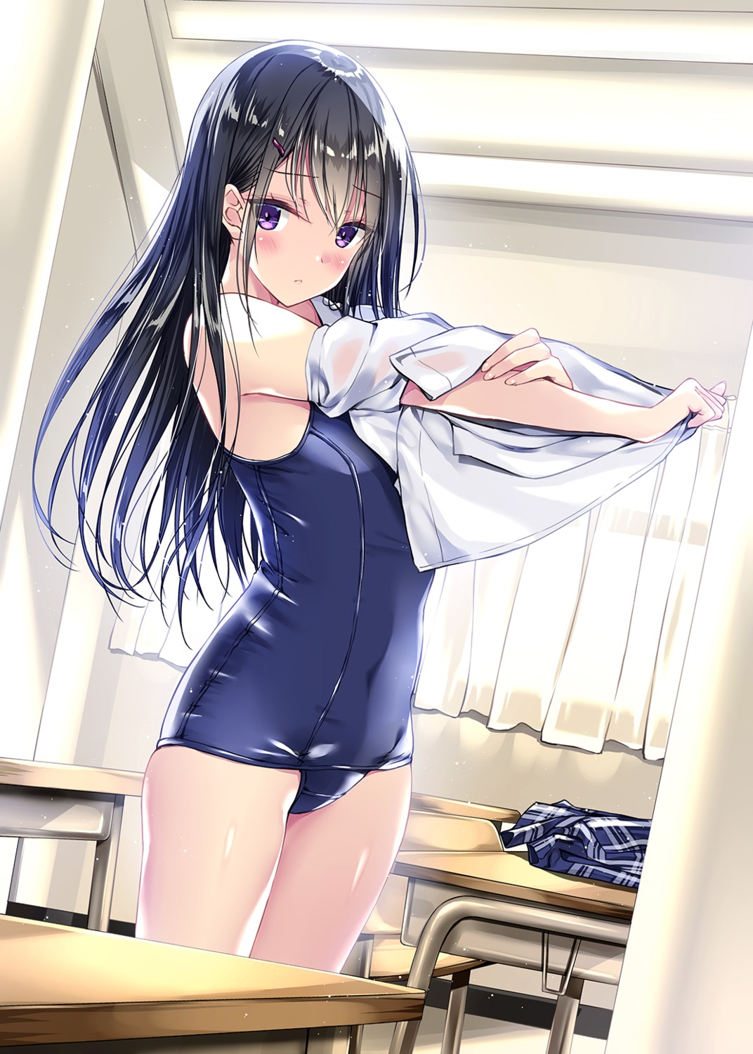 kobayashi_chisato school_swimsuit see_through swimsuits undressing